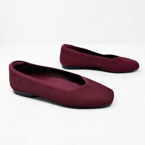 [Vivaia] Margot 2.0 Sparkle Burgundy Red Square Toe Ballet Flats Size 37.5 US 7